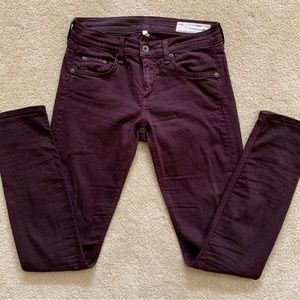 Rag & Bone DRE Aged Burgundy Skinny Jeans Size 24
